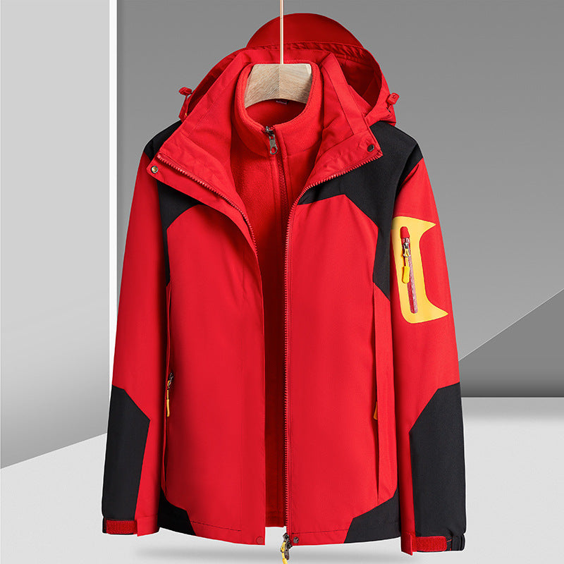 Three-in-one Removable Liner With Velvet Thickening Windproof Waterproof Jacket Image