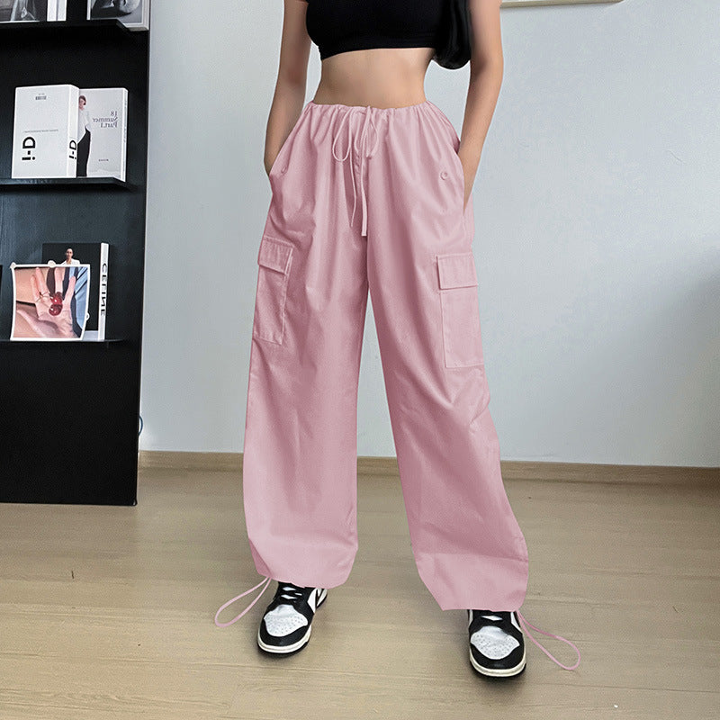 Women's Clothing Wide Leg Loose Plus Size Tether Straight Cargo Pants Women Image