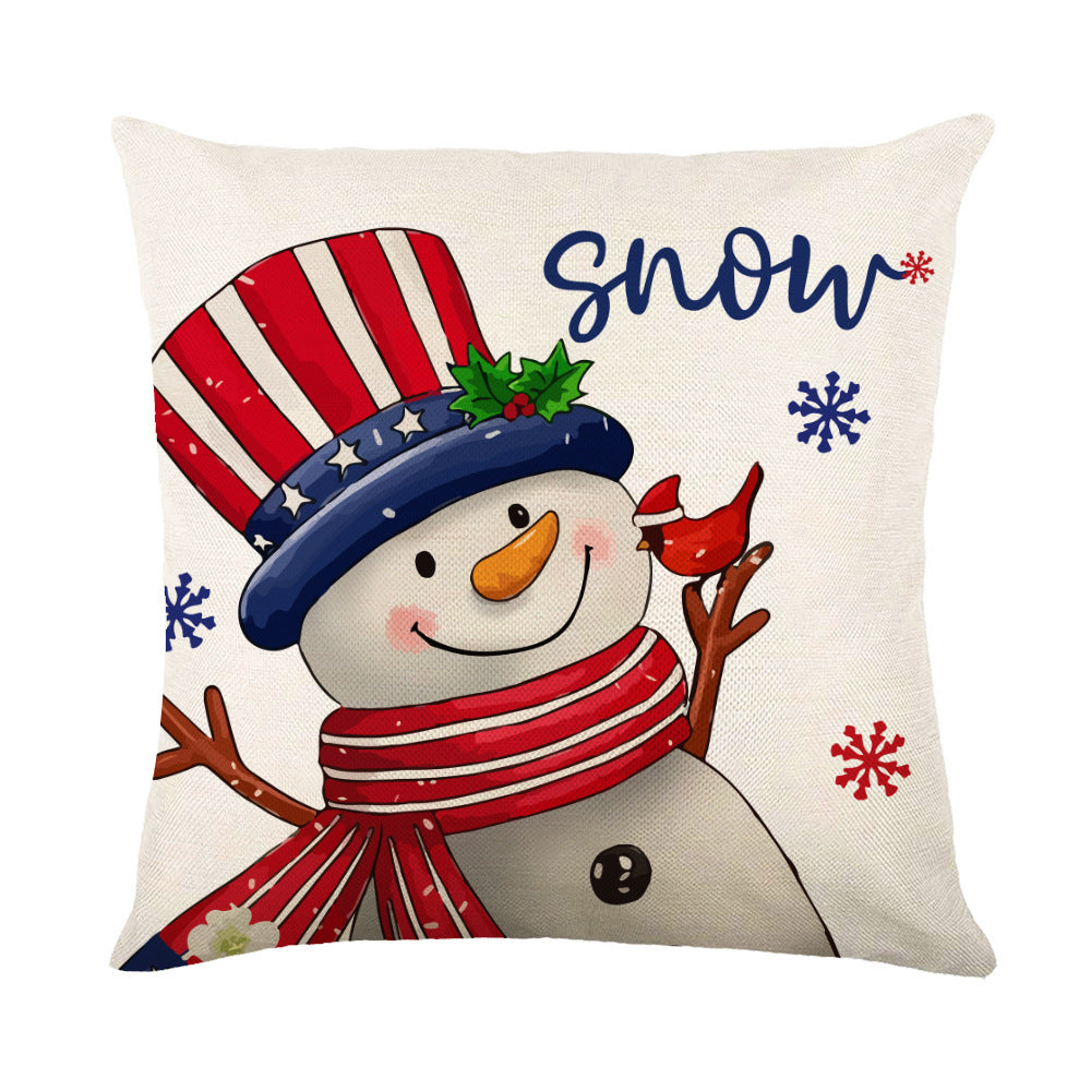 Christmas Decorations Pillow Covers Sofa Square Throw Pillow Cases Stamping Snowflake Waist Cushion Cover Home Bed Decor Image