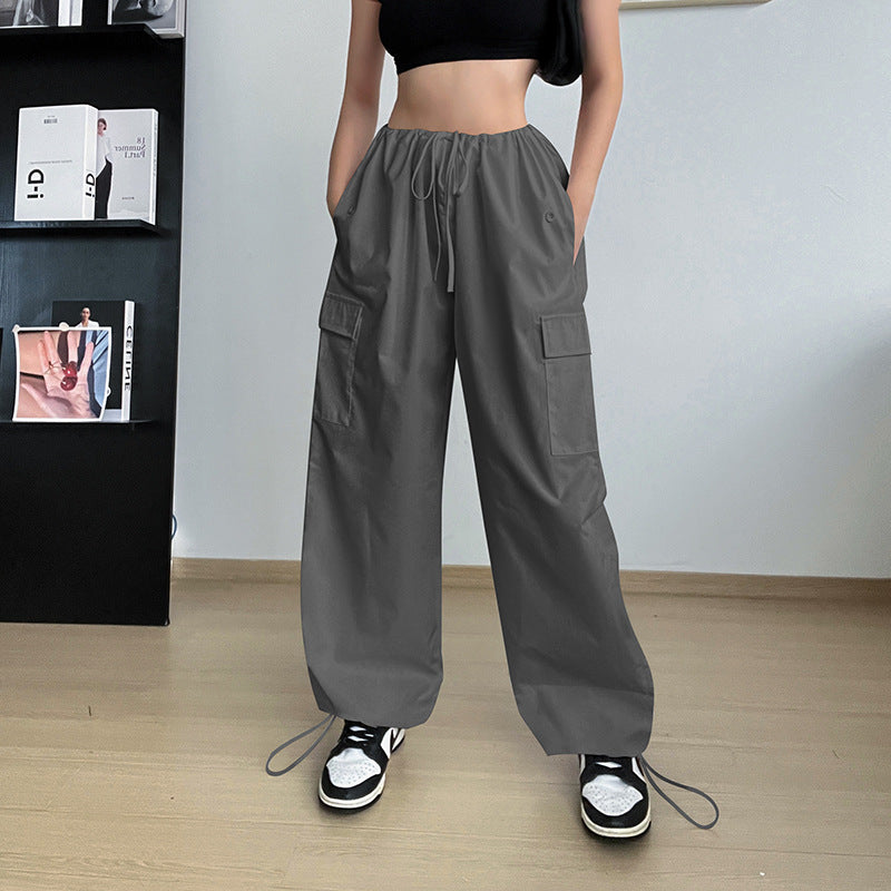 Women's Clothing Wide Leg Loose Plus Size Tether Straight Cargo Pants Women Image