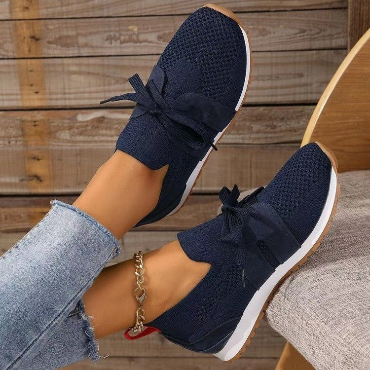 Women's Comfortable Fly Woven Mesh Lace-up Casual Shoes Image