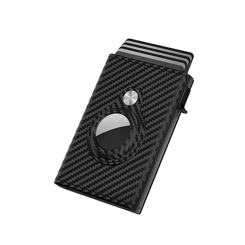 Carbon Fiber Leather Card Holder Black Stripe Multifunctional Image