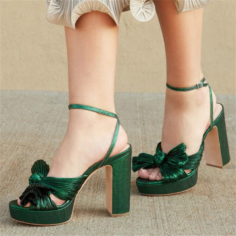 Women's Platform High Heels Fashion Bowknot Sandals Image