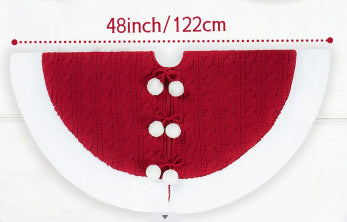 White Pompon Knitted Christmas Tree Skirt  Bottom Apron Shawl Image