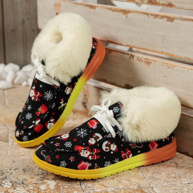 Women's Fashion Halloween Printed Plush High Heel Leisure Shoes Image