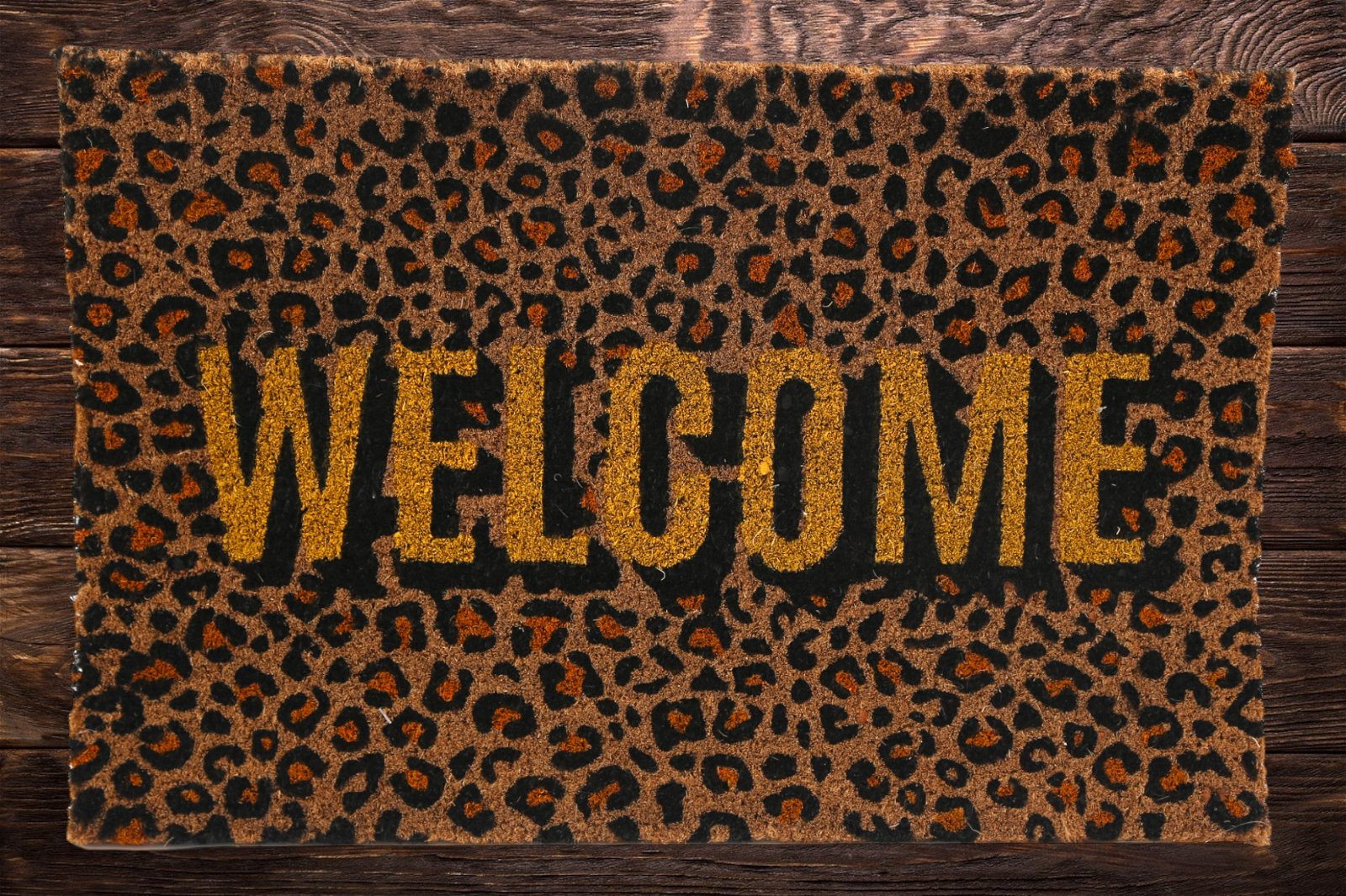 Leopard Print Welcome Coir Doormat 40x60cm Image