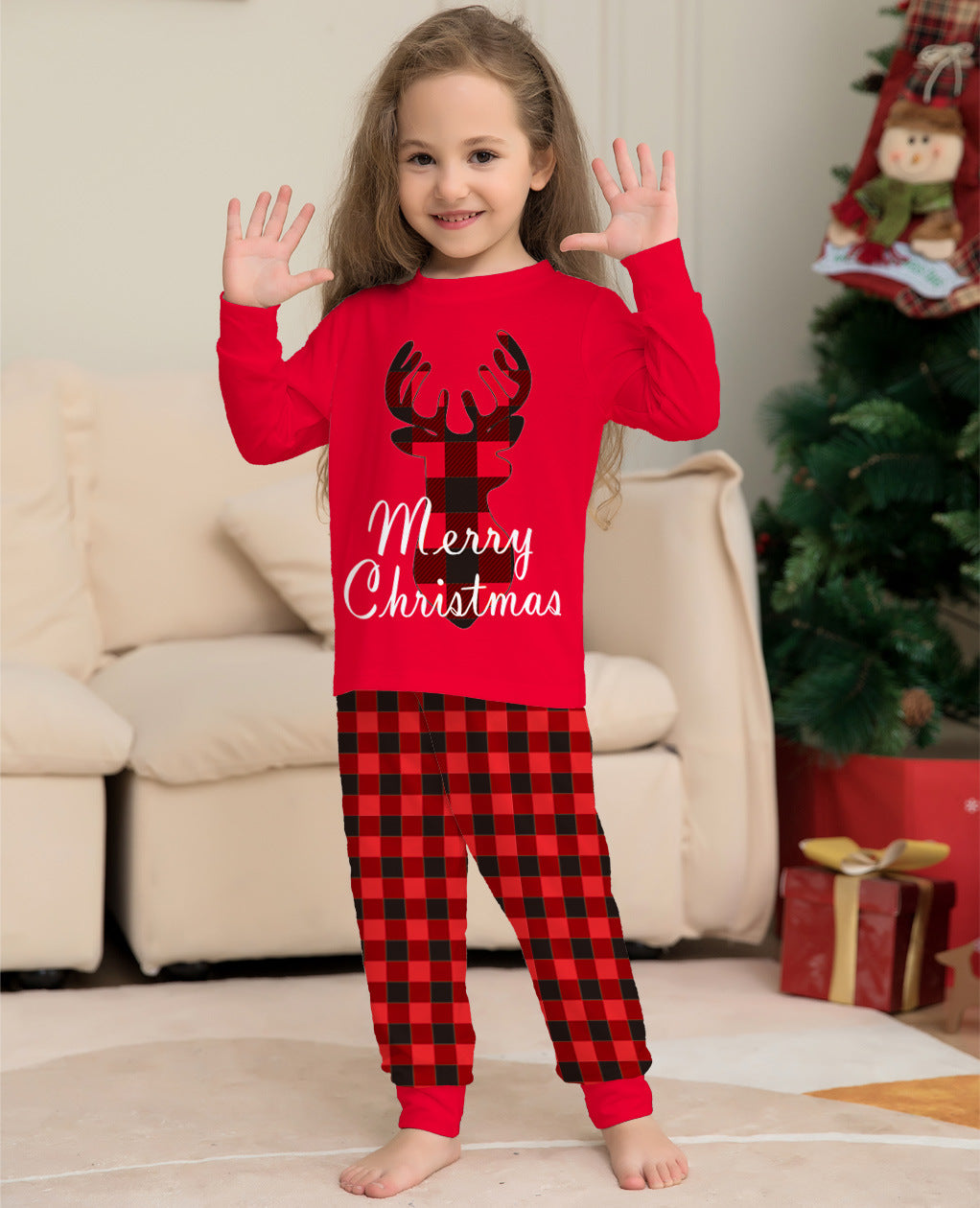 Christmas Family Matching Pajamas Set Christmas Holiday PJs Elk Top Pants Set Pajamas For Family Mom Dad Kids Baby Image