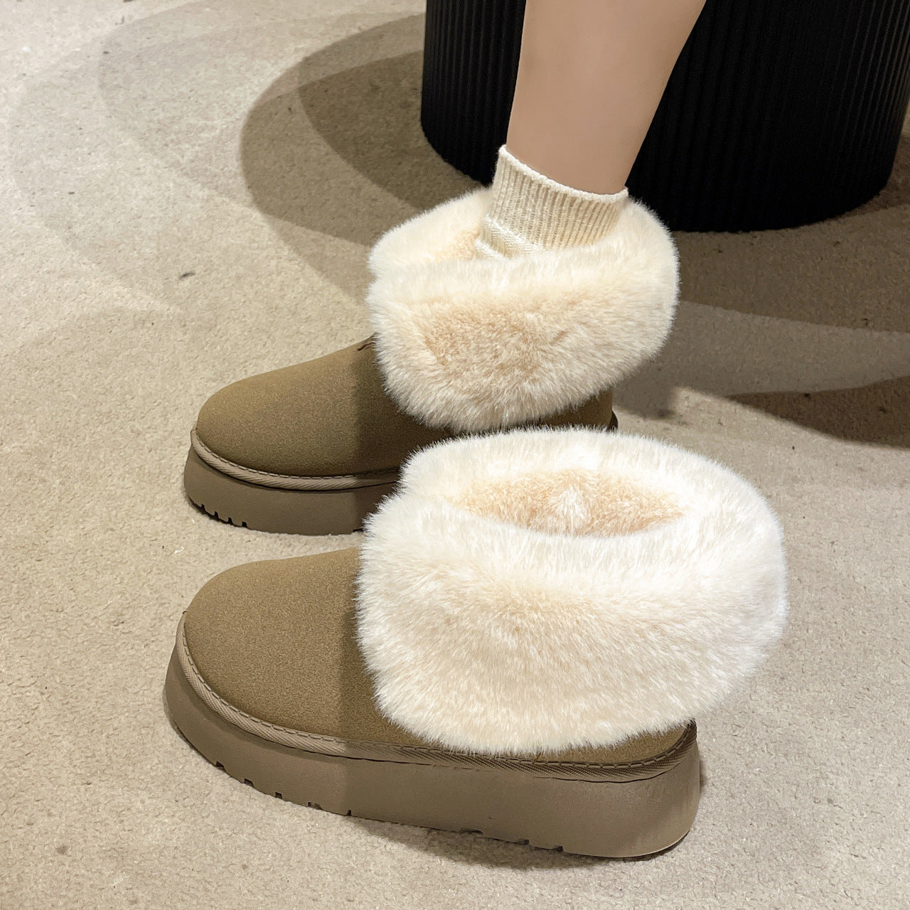 Winter Warm Snow Boots New Fashion Foldable Fleece Cotton Shoes For Women Plus Velvet And Thickened Plush Ankle Boots Image