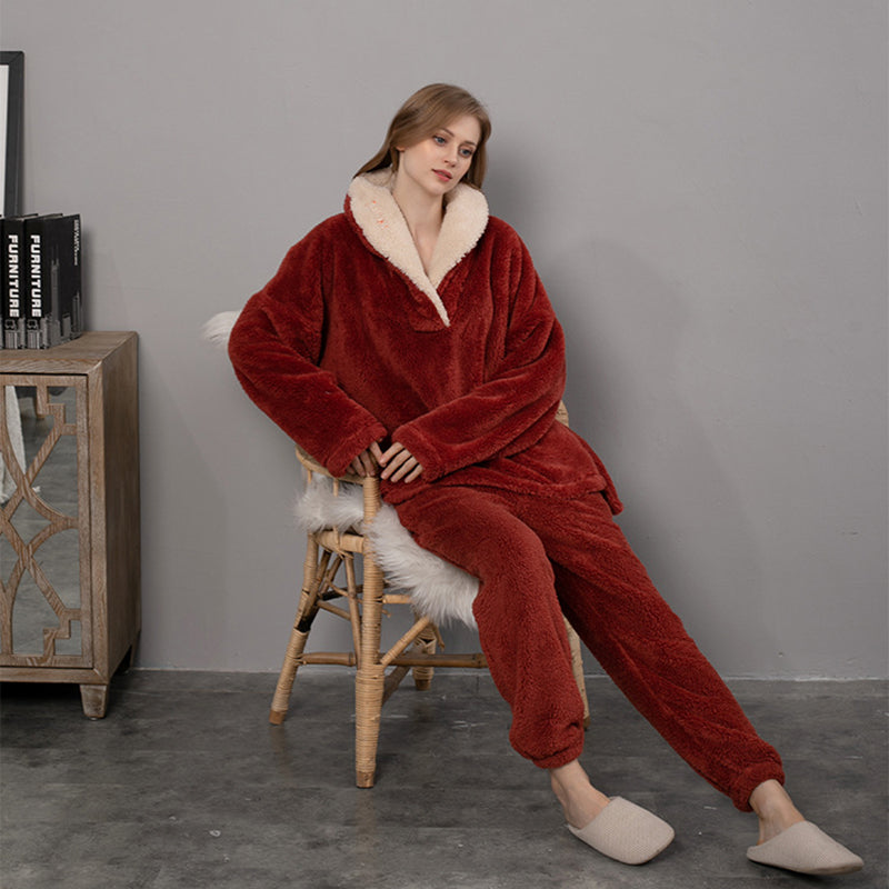 Flannel Pajamas Pajamas Set Thickening Couples Home Service Image