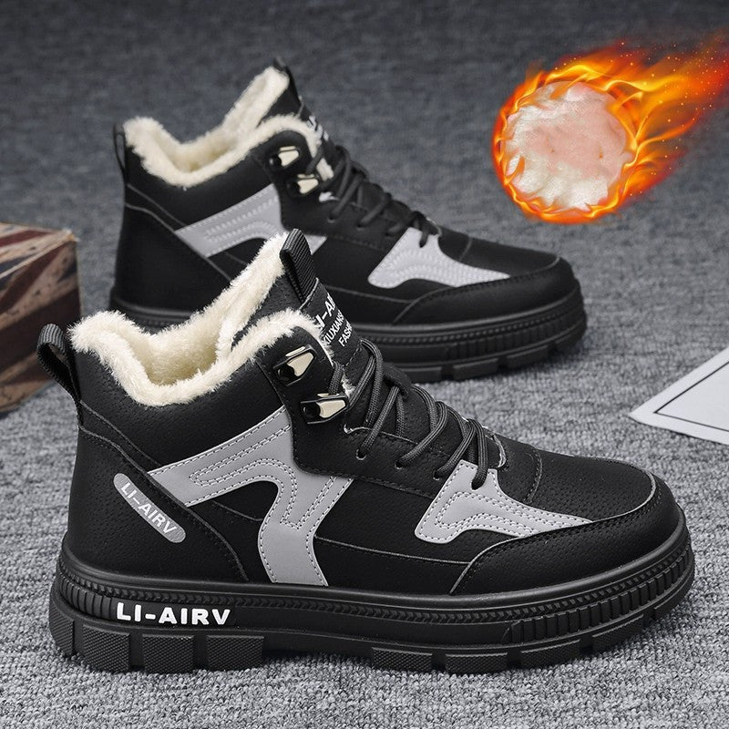 Winter Thickened Velvet Warm Ankle Boots Men Outdoor Subzero Anti-cold Anti-ski Snow Boots Outdoor Casual Walking Running Flat Shoes Image