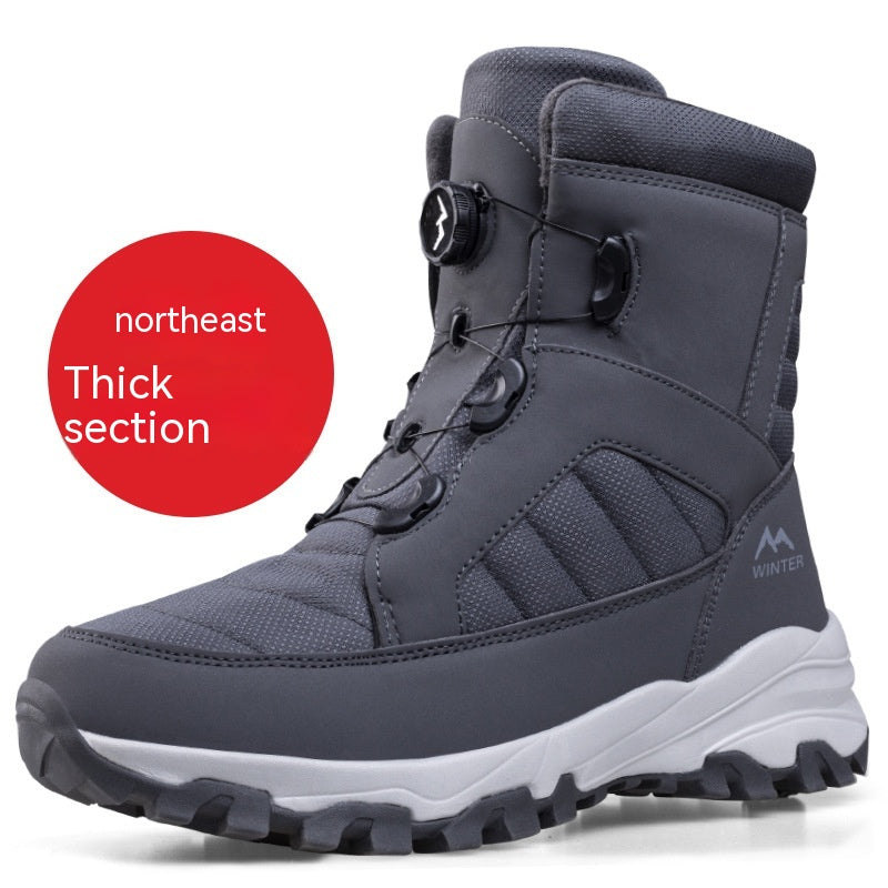 Men's Button Snow Boots Fleece-lined Thickened Women Image