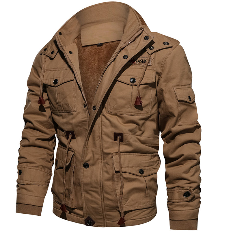 Men Winter Fleece Jacket Warm Hooded Coat Thermal Thick Outerwear Male Military Jacket Image