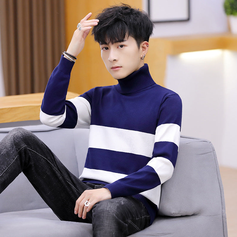 High Neck Striped Sweater Men Fashion Men Image