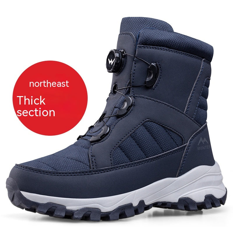 Men's Button Snow Boots Fleece-lined Thickened Women Image