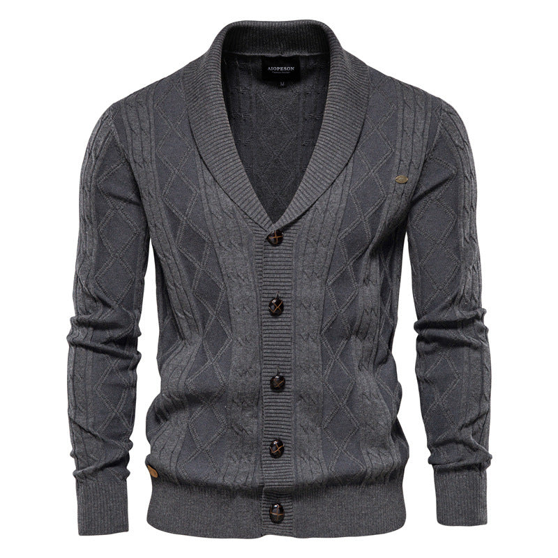 Men's Cardigan Sweater Padded Sweater Trend Image