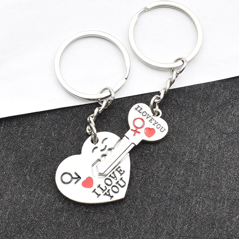 Heart-shaped Keychain English Secret Love Keychain Couple Keychain Image