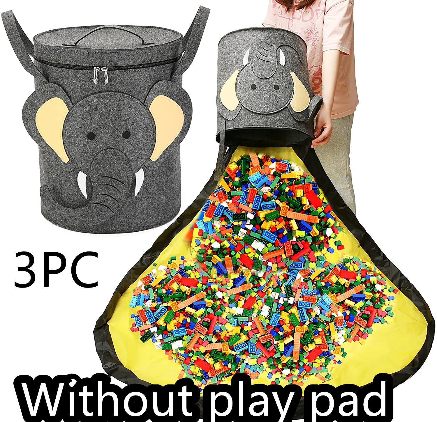 Felt Storage Bag Toy Play Mat 2 In 1 Pull Rope Image