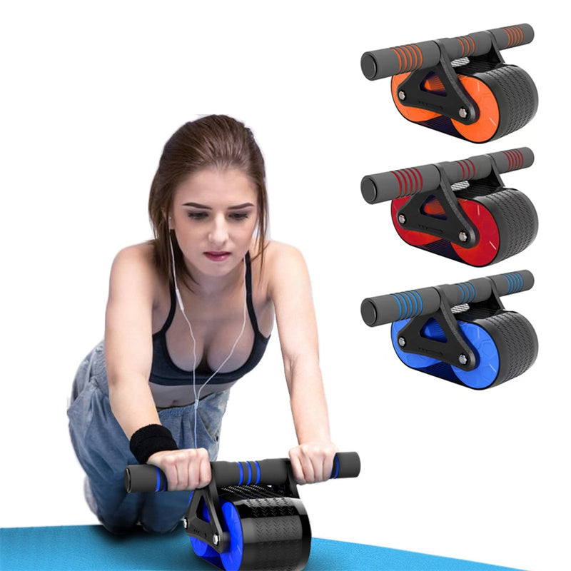 Double Wheel Abdominal Exerciser Women Men Automatic Rebound Ab Wheel Roller Waist Trainer Gym Sports Home Exercise Devices Image