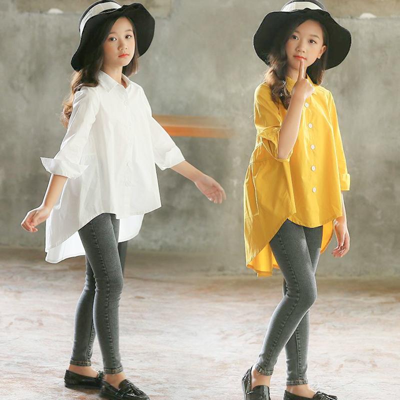 Girls' Big Kids Loose Fashionable Tops Korean Style Shirts Big Kids' Swallowtails