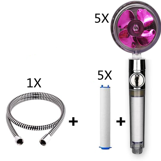 Propeller Driven Shower Head With Stop Button And Cotton Filter Turbocharged High Pressure Handheld Shower Nozzle Image