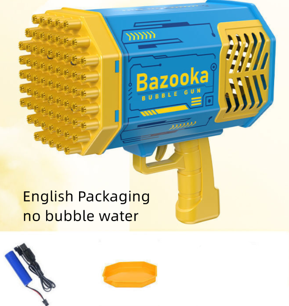 Bubble Gun Rocket 69 Holes Soap Bubbles Machine Gun Shape Automatic Blower With Light Toys For Kids Pomperos Image