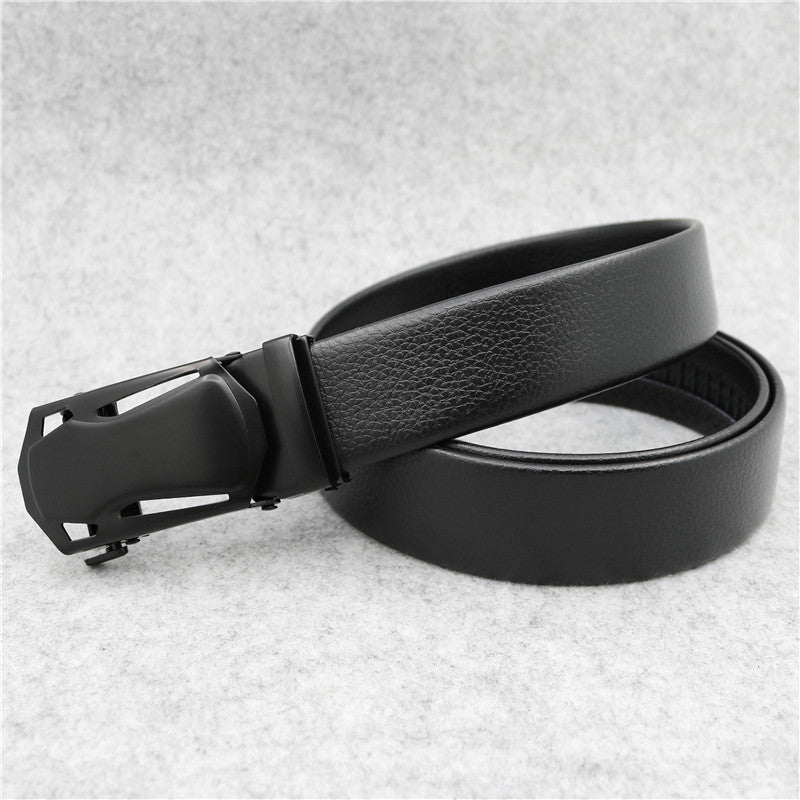 Microfiber Leather Ratchet Belt Adjustable Automatic Buckle Black Belts For Men Image