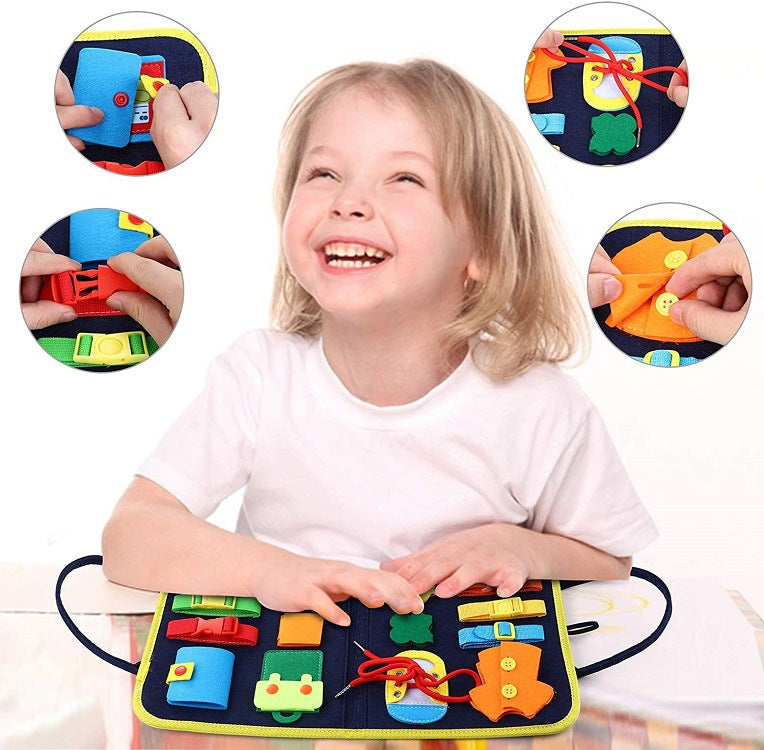 New Busy Book Children's Busy Board Dressing And Buttoning Learning Baby Early Education Preschool Sensory Learning Toy Image