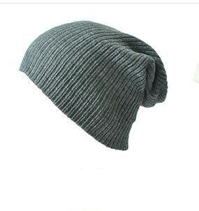 Men's And Women's Warm Solid Color Striped Caps Image