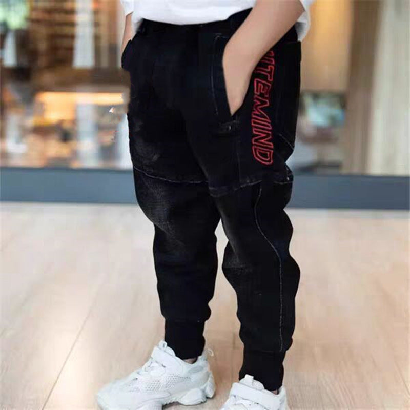 Kids Black Jeans Single Pants Spring And Autumn Boys Pants Image