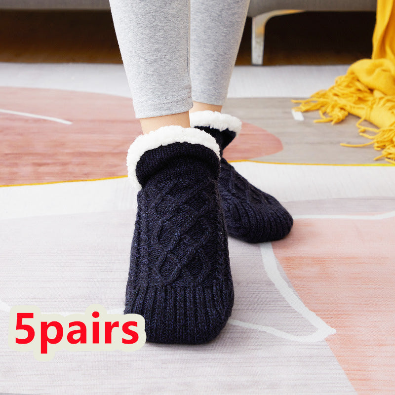 Winter Woolen Socks Women Thicken Warm Home Bedroom Socks Slippers Men Non-slip Foot Warmer Snow Socks Calcetines Mujer Image