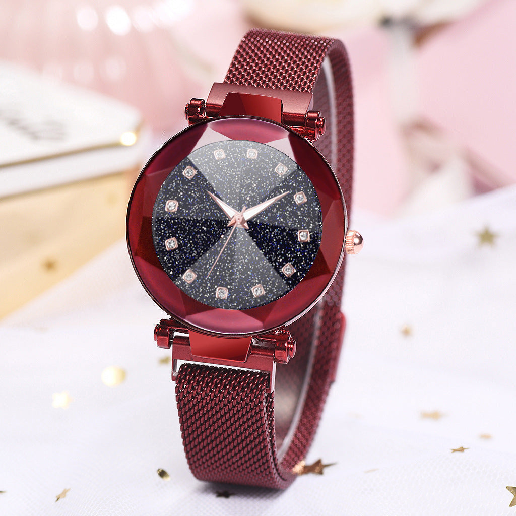 Women's Watch Square Diamond Rhinestone Starry Sky Face Ladies Casual Fashion Watch Set Bracelet Watch Image