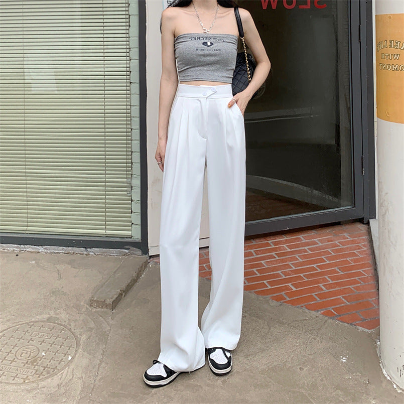 Women's New High Waist Loose Drape Suit Wide Leg Pants Image