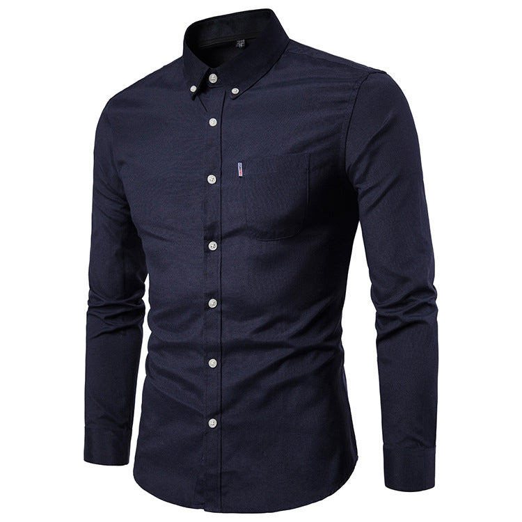 Men S Shirts Korean Men Slim Long Sleeve Dress Shirt Image