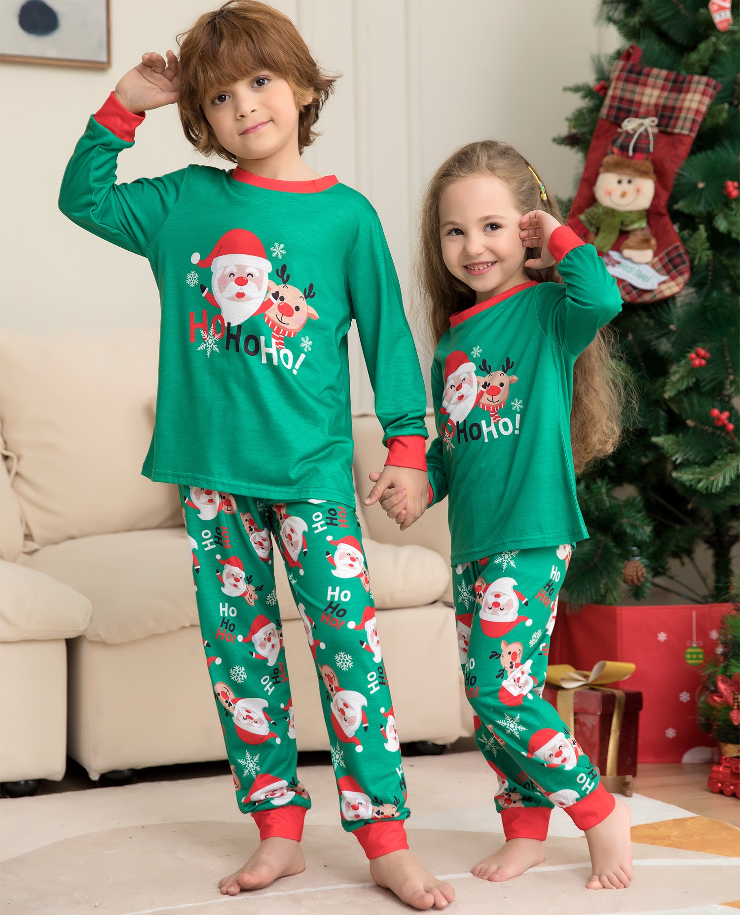 Christmas Pajamas For Family Matching Family Christmas PJs Sets Santa Claus Printed Top Sleepwear Image