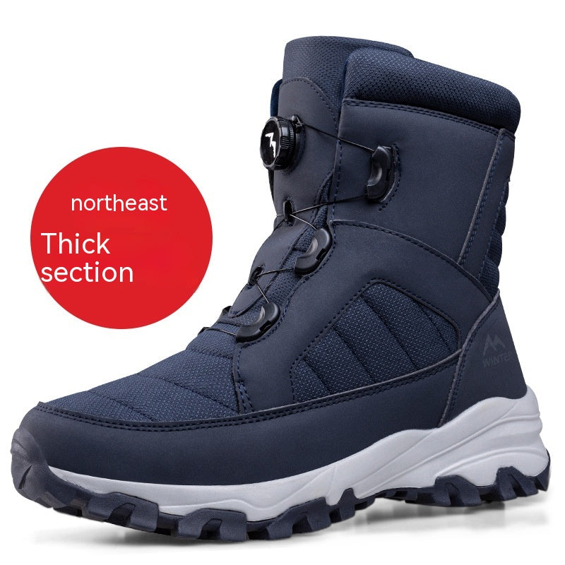 Men's Button Snow Boots Fleece-lined Thickened Women Image