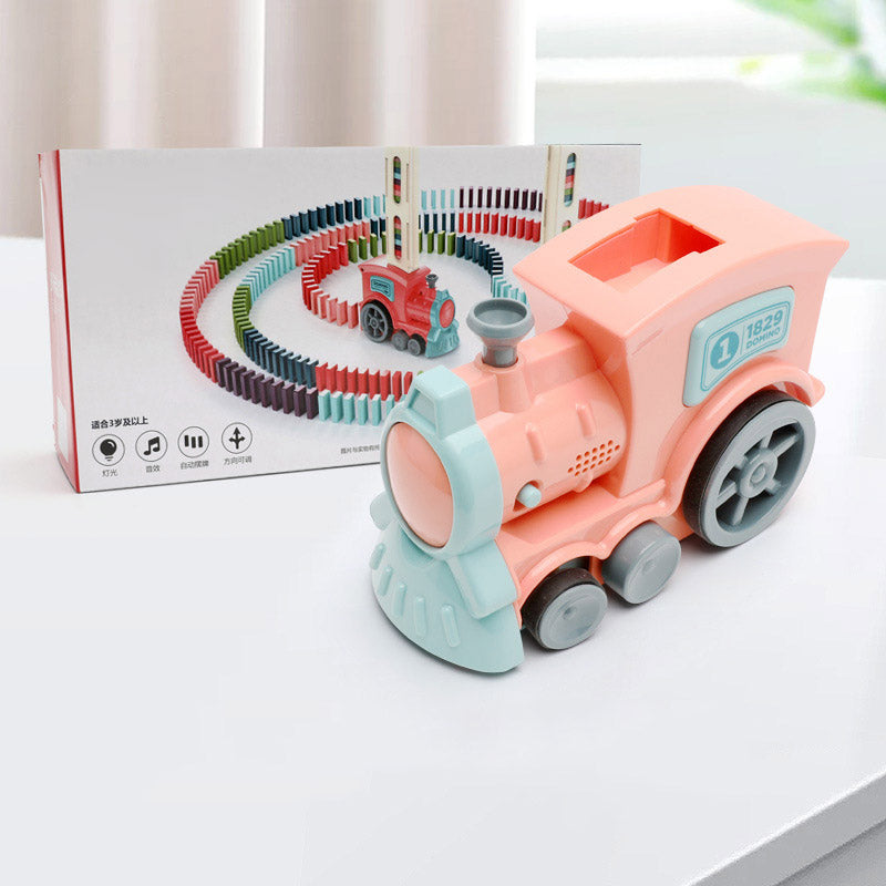 Domino Train Toys Baby Toys Car Puzzle Automatic Release Licensing Electric Building Blocks Train Toy Image