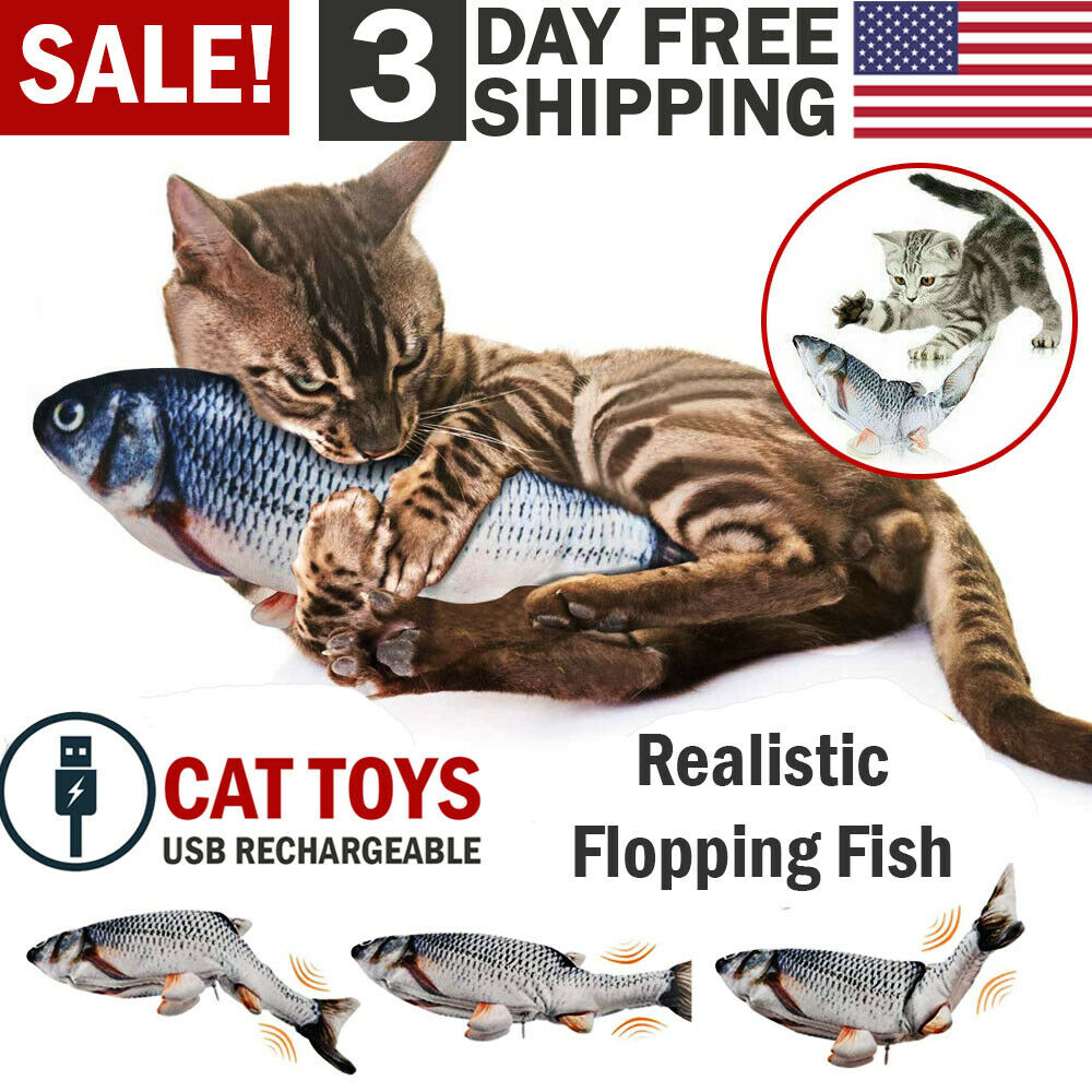 Electric Fish Cat Toy Realistic Interactive Kicker Jumping Dancing Kitten Toys Image