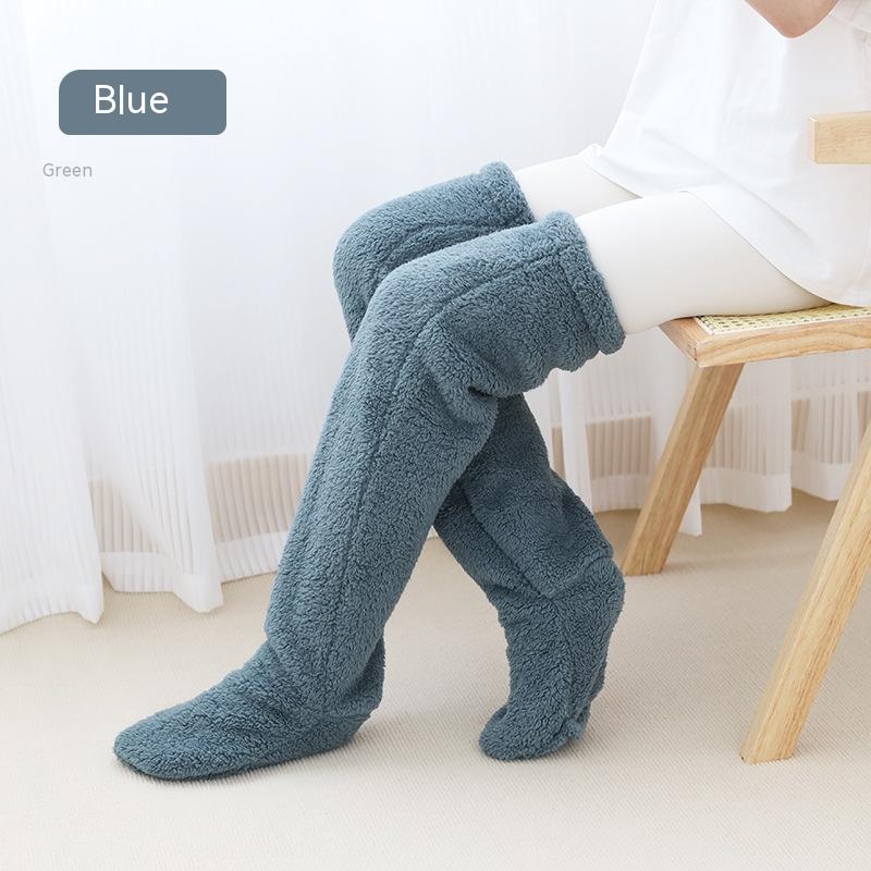 Over Knee High Fuzzy Long Socks Winter Warm Cold Leg Knee Joint Cold-proof Stockings Home Floor Sleeping Socks Image