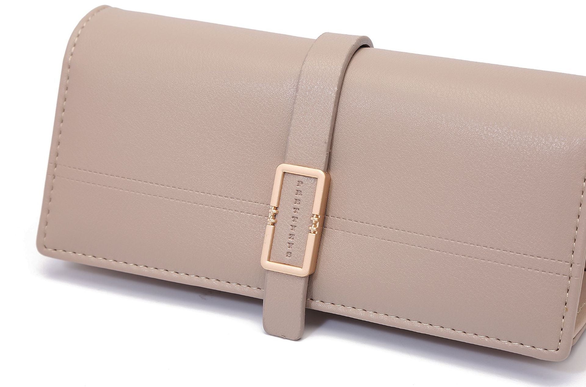 Long Metal Buckle Simple Tri-fold Clutch Image