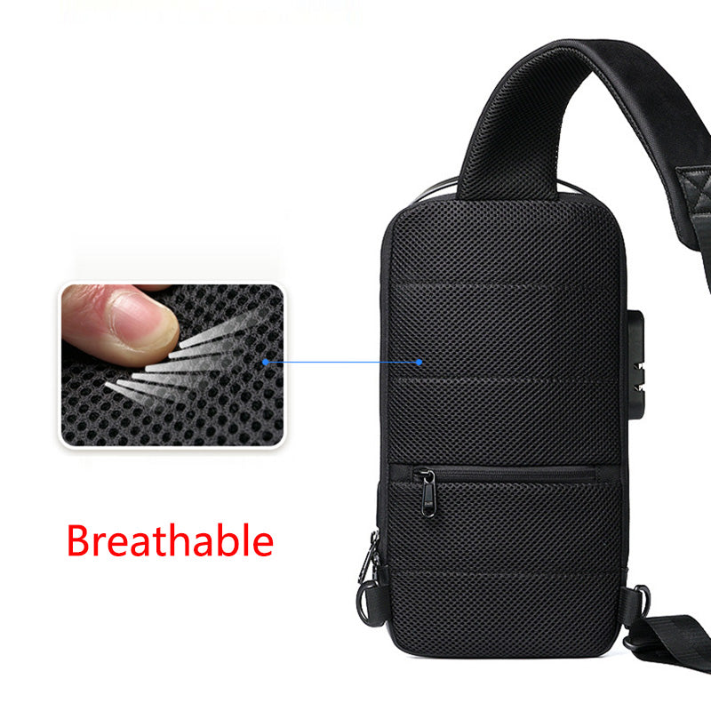 Waterproof USB Anti-theft Bag Men Oxford Crossbody Shoulder Bag Sling Multifunction Short Travel Messenger Chest Pack Image