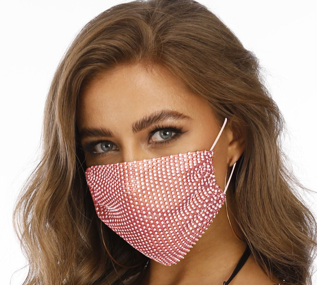 Novelty Fishnet-shaped Star Rhinestone Face Mask Image