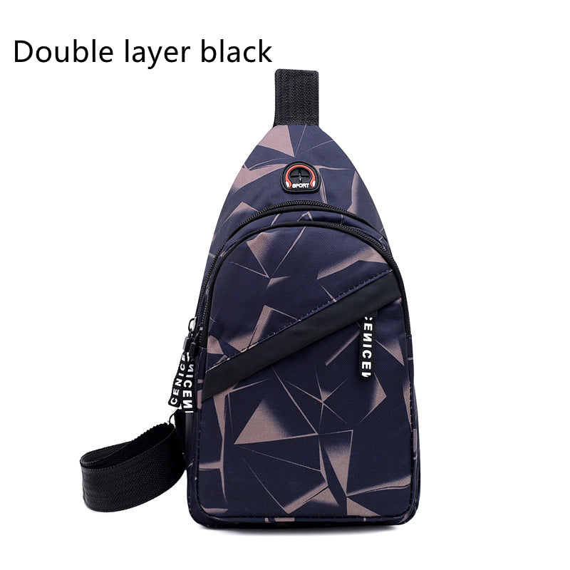 Print Sling Chest Bag For Men Crossbody Bag With Earphone Hole Design Image