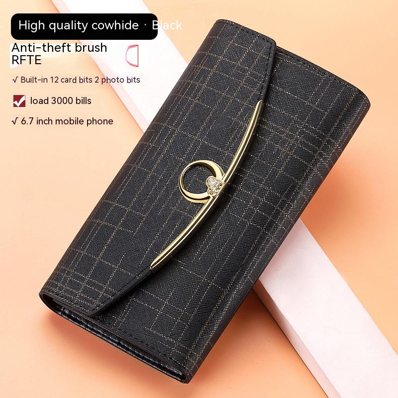 Women's Real Leather Long Large Capacity Wallet Clutch Bag Image