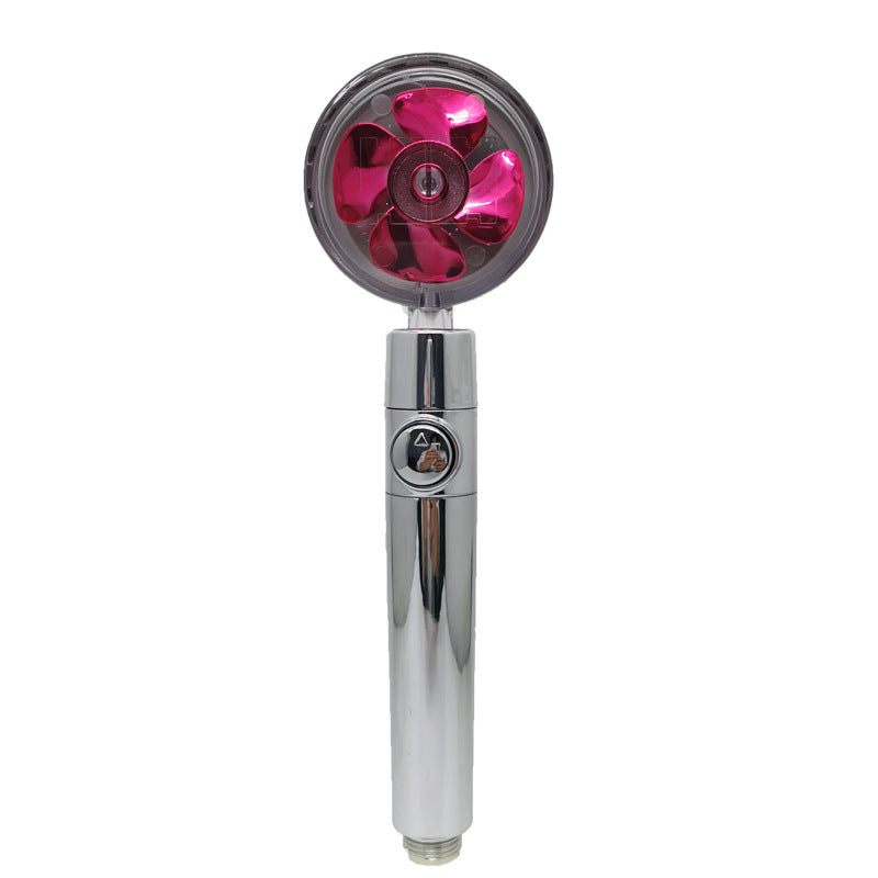 Propeller Driven Shower Head With Stop Button And Cotton Filter Turbocharged High Pressure Handheld Shower Nozzle Image