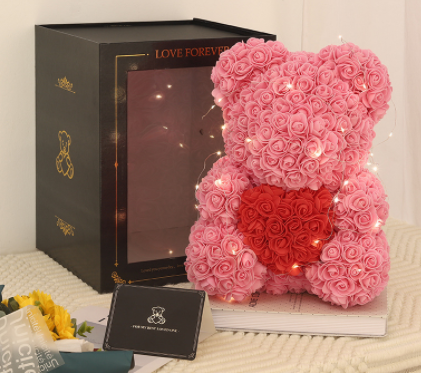 Valentine's Day Gift Rose Bear Eternal Flower Rose Teddy Bear PE Foam Bear 25cm Valentines Day Image