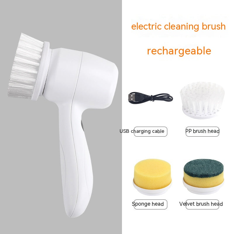 Electric Cleaning Brush 4 In 1 Spinning Scrubber Handheld Electric Cordless Cleaning Brush Portable Image