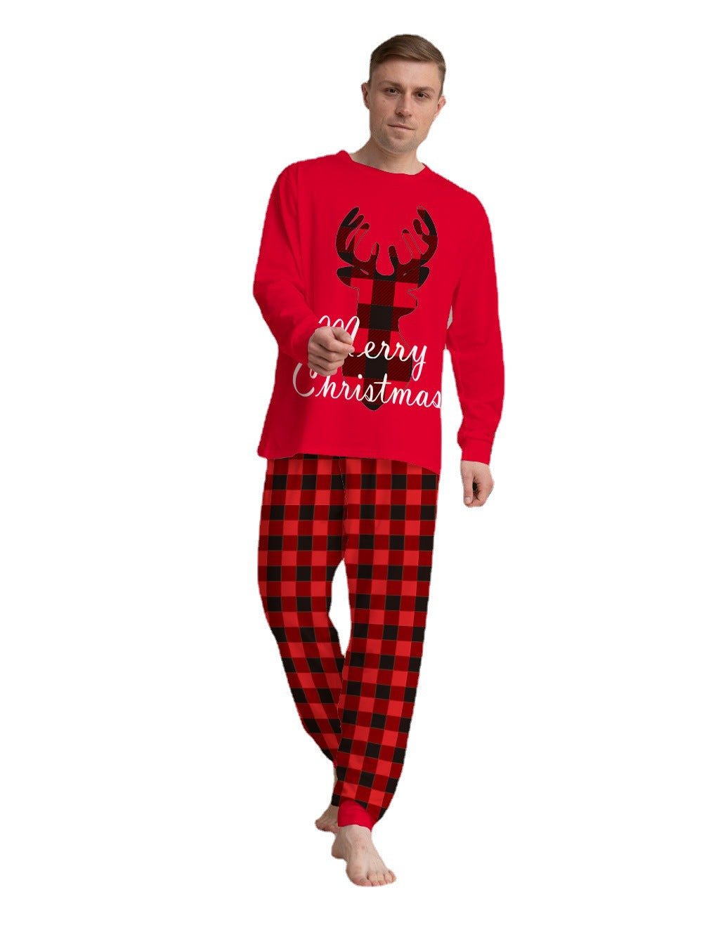 Christmas Family Matching Pajamas Set Christmas Holiday PJs Elk Top Pants Set Pajamas For Family Mom Dad Kids Baby Image