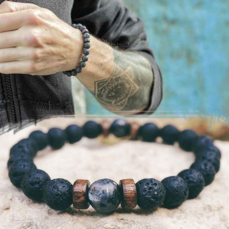 Personality Men's Black Volcanic Stone Bracelet Image