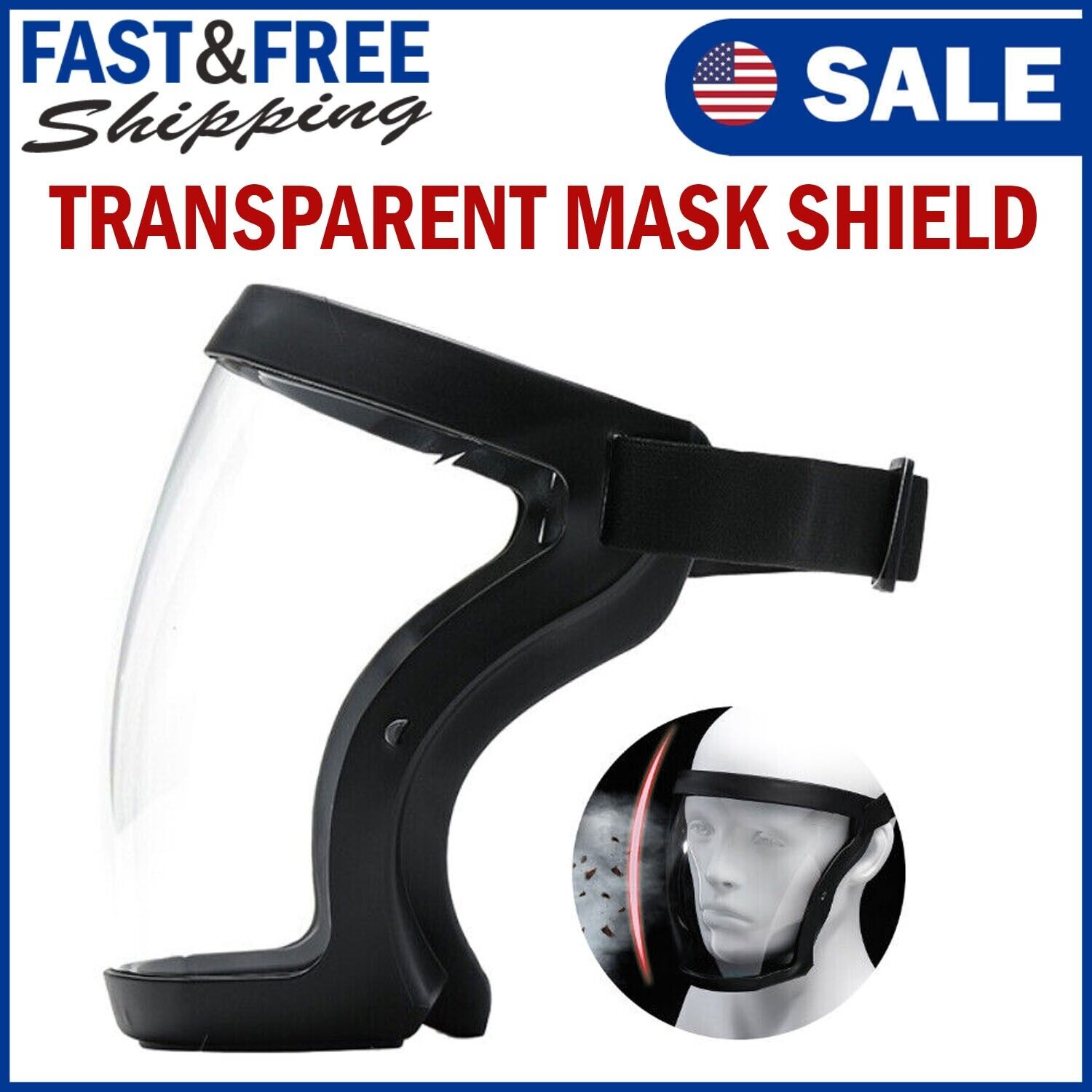 Full Face Super Protective Mask Anti-fog Shield Safety Transparent Head Cover Image