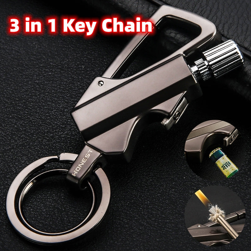 Creative Metal Keychain Lighter Wild Fire Ten Thousand Times Use Kerosene Lighters Gifts For Men Image